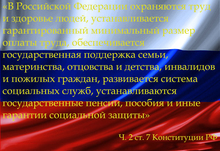 Социальные гарантии государства. Статья Конституции Российской Федерации.