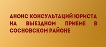 Анонс консультаций юриста на выездном приеме в Сосновском районе